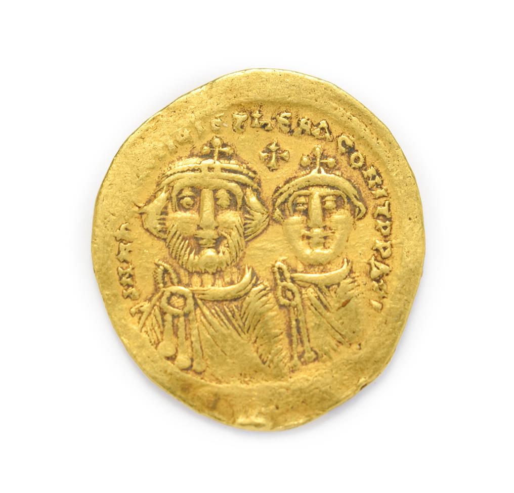 Lot 4016 - Byzantine, Heraclius, with Heraclius Constantine (610 - 641 A.D.), Gold Solidus. 4.45g, 22.9mm, 6h.