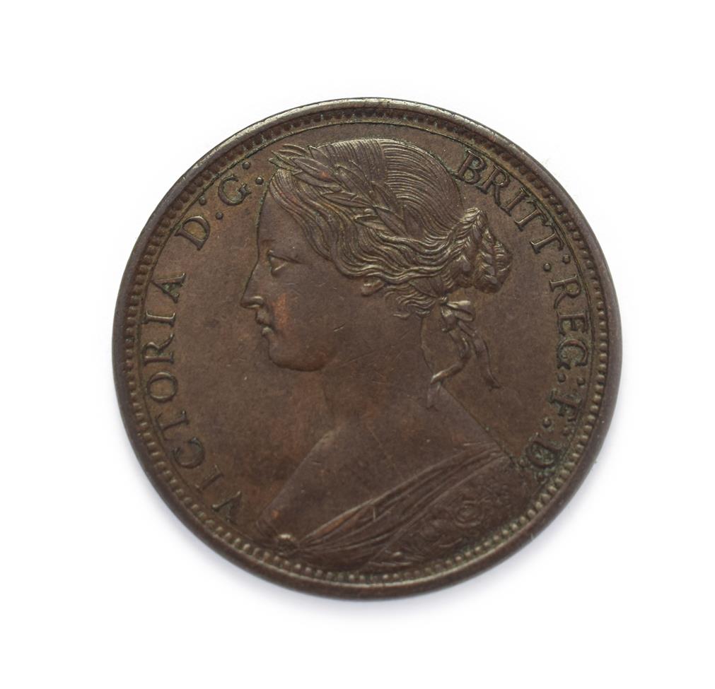Lot 4028 - Victoria (1837 - 1901), 1867 Penny. ''Bun head'' type. Obv: 6, Laureate and draped bust left,...