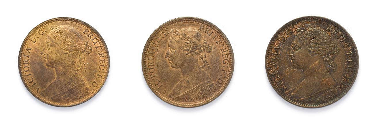 Lot 4030 - Victoria (1837 - 1901), 3 x '' Bun Head'' Bronze Coins consisting of: 1887 Penny. ''Bun head''...