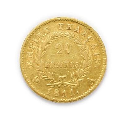 Lot 4069 - France, Napoleon I 1811A Gold Twenty Francs. 6.45g of .900 gold. Paris Mint. Obv: Laureate head...