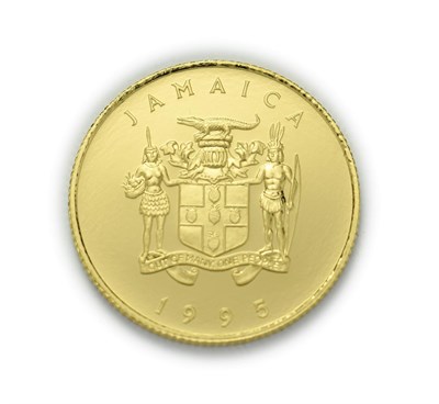 Lot 4074 - Jamaica, 1995 Gold Proof 50 Dollars. 7.78 g 14ct (.583) gold. Obv: Coat of arms of Jamica. Rev:...