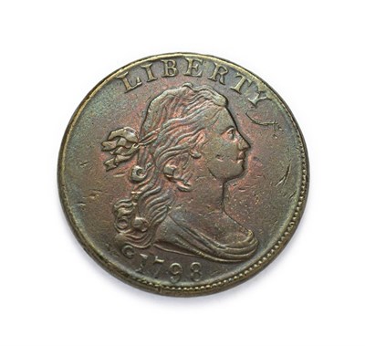 Lot 4090 - USA, 1798 ''Draped Bust'' Cent. Second hair style. Obv: Draped bust of Lady Liberty facing...