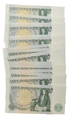 Lot 4110 - 17 x Great Britain One Pound Notes. 1978 - 1984. Deep green on multi colour underprint....