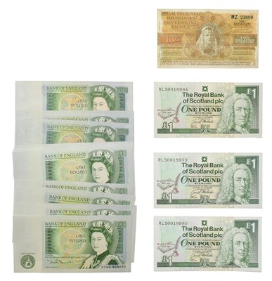 Lot 4112 - 13 x Great Britain One Pound Notes. 1978 - 1984. Deep green on multi colour underprint....