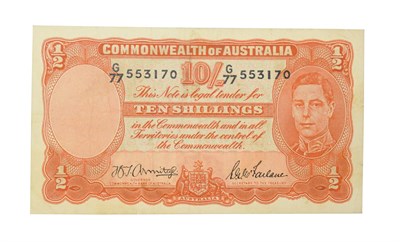 Lot 4113 - Australia, 1942 Ten Shillings. H. T. Armitage and S. G. McFarlane signatures in black, serial...