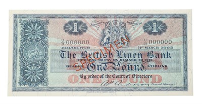 Lot 4119 - Scotland, British Linen Bank, 1961 Specimen One Pound, A. P. Anderson signature, serial number: U/3