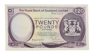 Lot 4122 - Scotland, Royal Bank of Scotland Limited, 1977 Twenty Pounds, J. B. Burke signature, serial number
