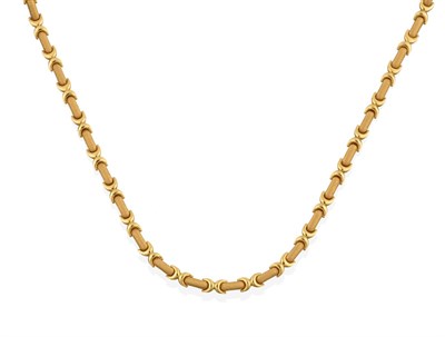 Lot 2002 - An 18 Carat Gold Fancy Link Chain, the yellow textured rectangular links spaced by plain...