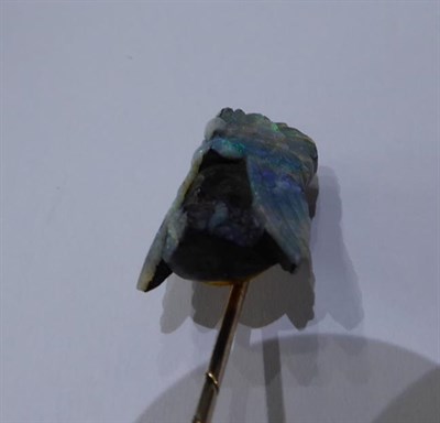 Lot 2033 - A Late 19th Century Opal Matrix Stickpin, probably by Wilhelm Schmidt, depicting the head of a...