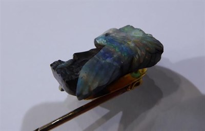 Lot 2033 - A Late 19th Century Opal Matrix Stickpin, probably by Wilhelm Schmidt, depicting the head of a...