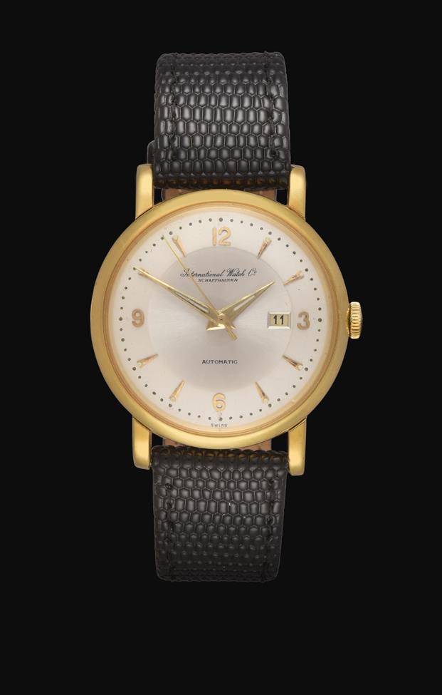 Lot 2127 - An 18 Carat Gold Automatic Calendar Centre Seconds Wristwatch, signed International Watch...