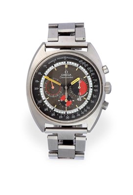 Lot 2136 - A Stainless Steel Chronograph Wristwatch, signed Omega, model: Seamaster, ref: 145.020, 1970,...