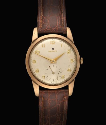 Lot 2139 - A 9 Carat Gold Wristwatch, signed Zenith, 1957, (calibre 40) lever movement signed and numbered...