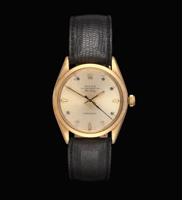 Lot 2149 - A 9 Carat Gold Automatic Centre Seconds Wristwatch, signed Rolex, Oyster Perpetual Precision,...