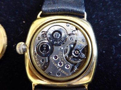 Lot 2150 - An Art Deco 9 Carat Gold Cushion Shaped Wristwatch, signed Rolex, model: Oyster, circa 1930,...