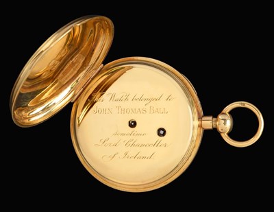 Lot 2156 - An 18 Carat Gold Quarter Repeating Pocket Watch with Important Irish Connection with an...
