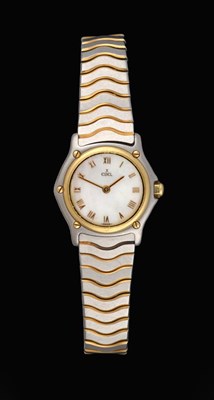 Lot 2171 - A Lady's Steel and Gold Wristwatch, signed Ebel, model: Classic Sport Wave, ref: 1057901, circa...