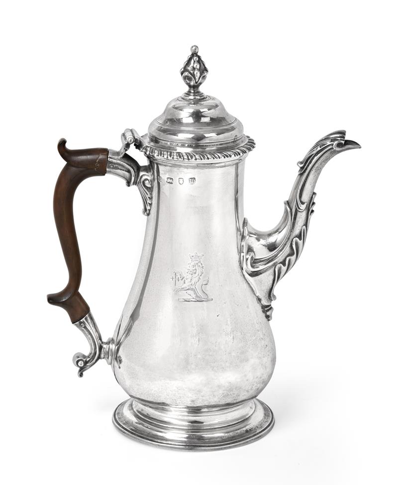 Lot 2191 - A George III Silver Coffee-Pot, Maker's Mark Rubbed, B?, Possibly BB for Benjamin Bickerton,...