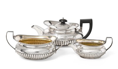 Lot 2203 - A Three-Piece George III Silver Tea-Service, by Robert and Samuel Hennell, London, 1805, each piece