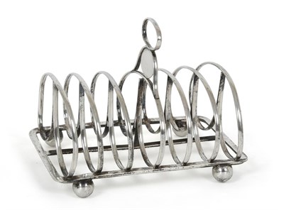 Lot 2231 - A Victorian Silver Toast-Rack, Probably by William Elliott, London, 1837, oblong and on four...