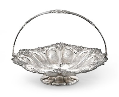 Lot 2233 - A Victorian Silver Basket, by Henry Wilkinson and Co., London, 1864, shaped circular and on...