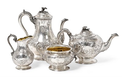 Lot 2244 - A Four-Piece Victorian Silver Tea and Coffee-Service, by John Hunt and Robert Roskell, London,...