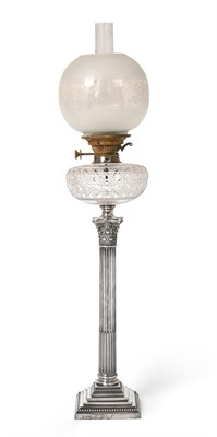 Lot 2248 - An Edward VII Silver Oil-Lamp, by Mappin Brothers, Sheffield, 1901, on stepped square base with...