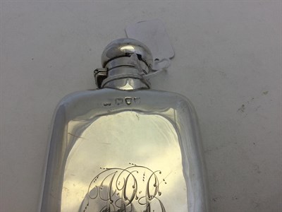 Lot 2256 - A Victorian Silver Spirit-Flask, by Charles Boyton, London, 1893, oblong and slightly curved,...