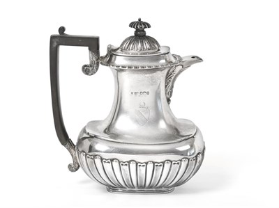 Lot 2258 - A Victorian Silver Hot-Water Jug, by Joseph Rodgers and Sons, Sheffield, 1899, baluster, the...