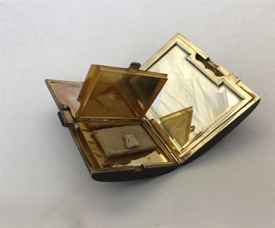 Lot 2271 - A French Silver-Gilt and Enamel Minaudière, Maker's Mark Indistinct, Circa 1920, curved...