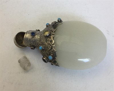 Lot 2277 - A Silver-Mounted White Jade Scent-Bottle, Possibly Chinese and with Later European Mounts,...