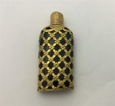 Lot 2284 - A George III Gold-Mounted Green Scent-Bottle, Apparently Unmarked, Circa 1760, slightly...