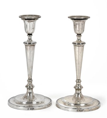 Lot 2322 - A Pair of Edward VII Silver Candlesticks, by Hawksworth, Eyre and Co. Ltd., Sheffield, 1906,...