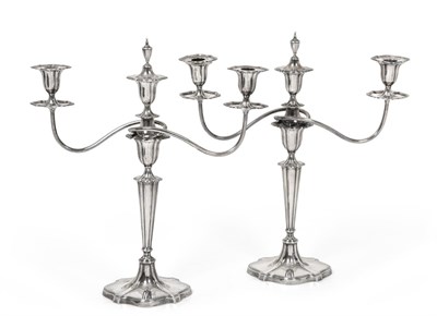 Lot 2346 - A Pair of George V Silver Three-Light Candelabra, by James Henry and Herbert Barraclough,...