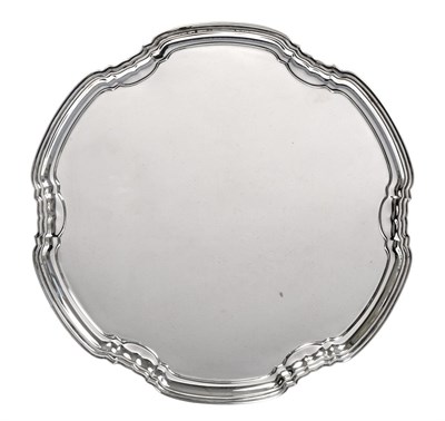 Lot 2351 - A George V Silver Salver, by Frank Cobb and Co. Ltd., Sheffield, 1933, shaped circular and on three