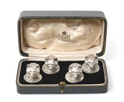 Lot 2363 - A Cased Set of Four George V Silver Place-Card Holders, by John Henry Hill, London, 1926,...
