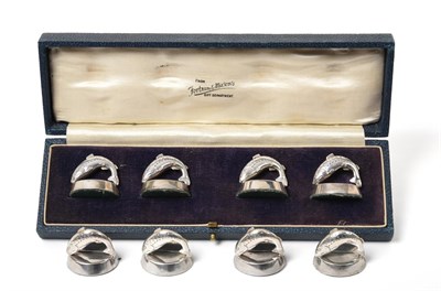 Lot 2367 - A Set of Eight George V Silver Place-Card Holders, by James DIxon and Sons, Birmingham, 1933,...