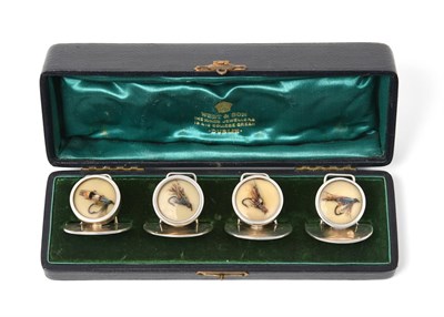 Lot 2369 - A Cased Set of Four George V Silver Place-Card Holders, by William Base and Sons, Birmingham, 1926
