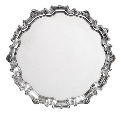 Lot 2372 - An Elizabeth II Silver Salver, by C. J. Vander, London, 1967, shaped circular and on four...