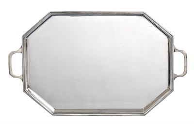Lot 2376 - An Elizabeth II Silver Tray, by Cooper Brothers and Sons Ltd., Sheffield, 1965, elongated...