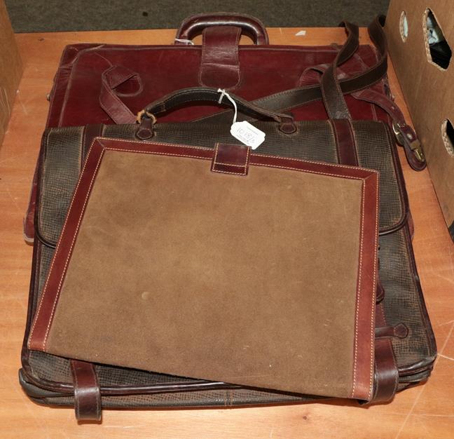 Lot 1018 - A Mulberry leather briefcase with detachable shoulder strap, brass fittings and buckles to the...