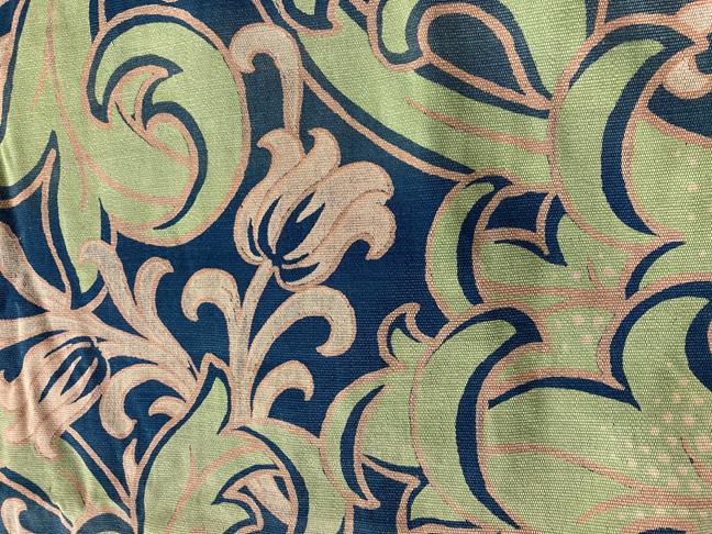 Lot 1028 - Pair of stylish early 20th century green and gold curtains and a pelmet (a.f.), two Indian...
