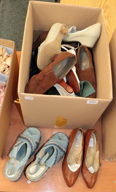 Lot 1045 - Assorted circa 1940's and later ladies shoes including pair of North British century black...