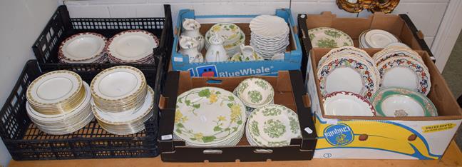 Lot 1078 - Six boxes of decorative dinnerware's including Wedgwood whitewall pattern, Villeroy & Boch...
