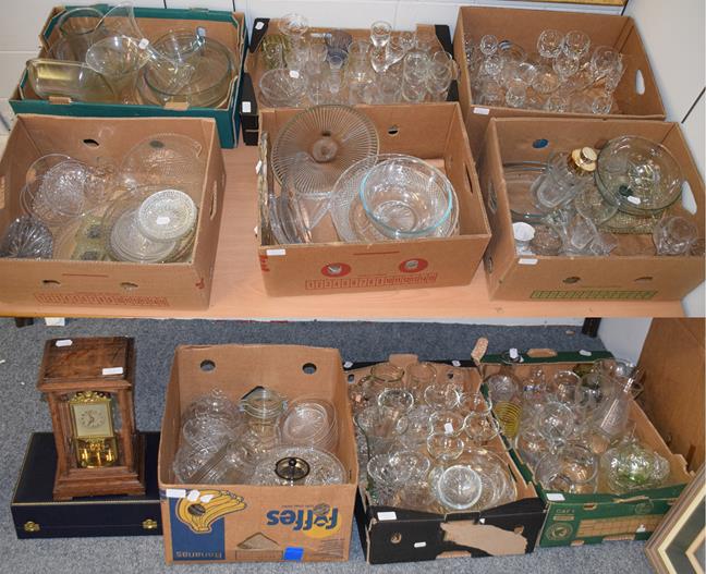 Lot 1081 - Nine boxes of various glass including wines, liqueurs, vases, bowls, etc