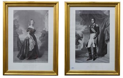 Lot 1135 - Two black and white prints after Winterhalter of Leopold, Roid Des Belges and Louise Marie...