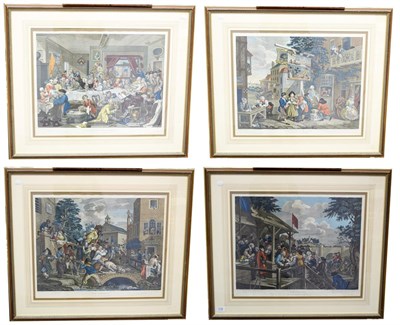Lot 1139 - After William Hogarth, a set of four coloured engravings ''The Chairing'', ''The Polling'',...