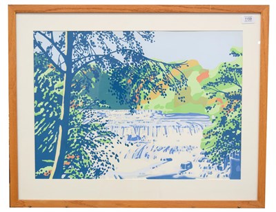 Lot 1159 - Gillian Shreeve (Contemporary) ''Aysgarth Falls'' Initialled, gouache, 42cm by 59cm