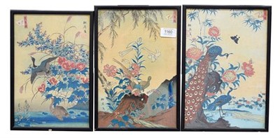 Lot 1160 - A pair of Japanese woodblock prints, early 20th century, various birds and foliage, signed and...