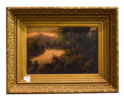 Lot 1182 - 19th century school of a river landscape, oil on board, unsigned, 29.5cm by 45cm